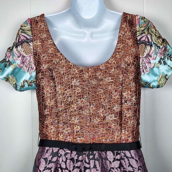 Byron Lars Beguile Pieced Brocade Anthropologie Dress Slim Sheath Floral Size 6 - Picture 8 of 9